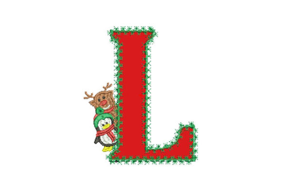 Christmas Letter L Embroidery Design