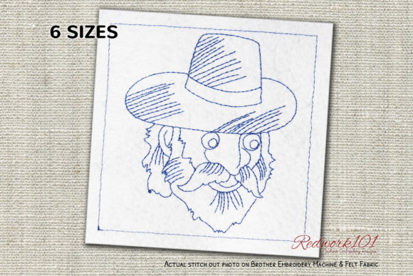 Hunter Face with Big Moustache Redwork: A Design Review