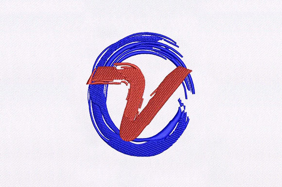 V Alphabet Logo: Modern Sports Embroidery Design for Craft Fairs